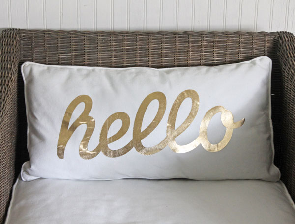 gold hello pillow