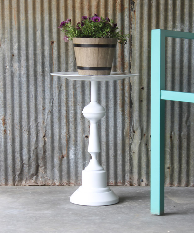 Side Table Made From A Lamp An Easy, How To Turn A Table Lamp Into Hanging Basket