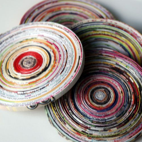 coiled magazine page round coasters