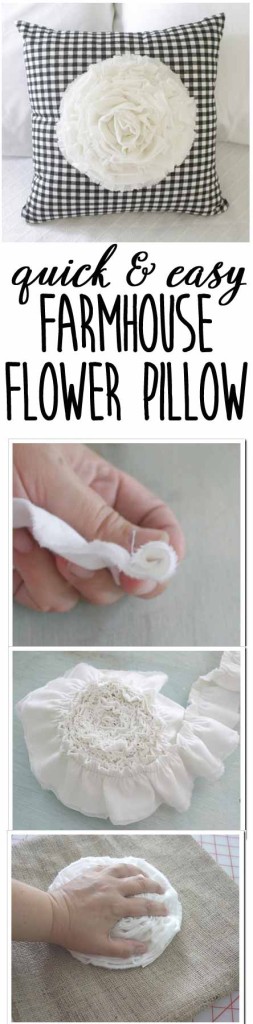easy DIY farmhouse flower pillow - what a great project! love the results she gets with a little scrap fabric!