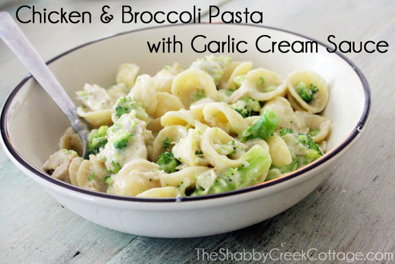 Chicken and Broccoli Pasta with Garlic Cream Sauce