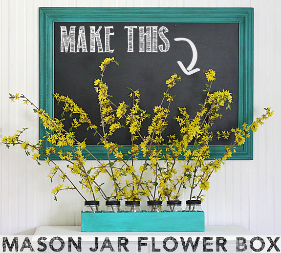 Make this Mason Jar Flower Box Centerpiece