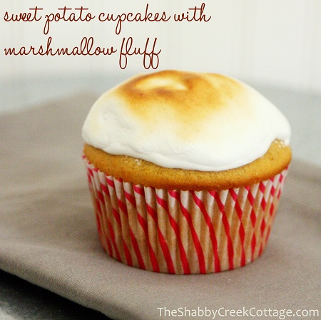 sweet potato cupcakes with marshmallow fluff topping