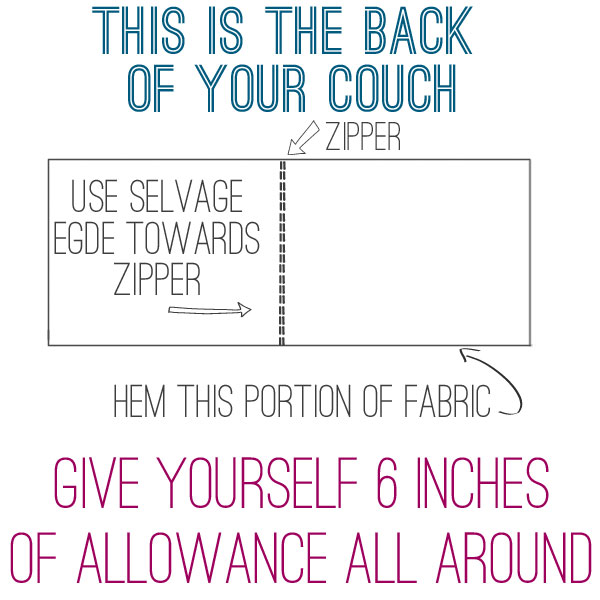 back of couch slipcover template