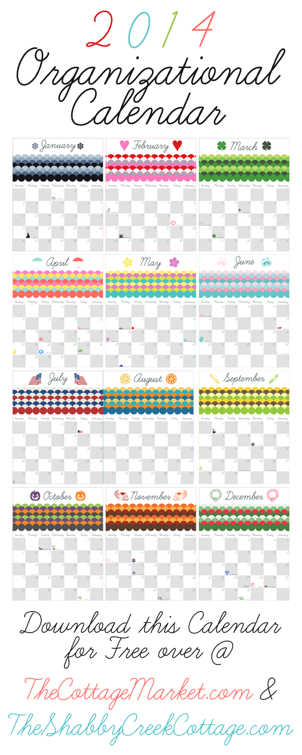 free printable organizing calendar