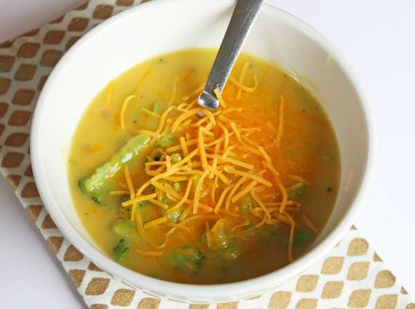 Broccoli Cheddar Soup - a 15 minute meal using pantry & freezer ingredients