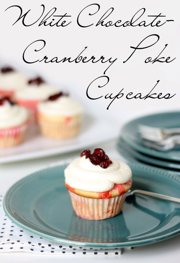 white chocolate cranberry poke cupcakes