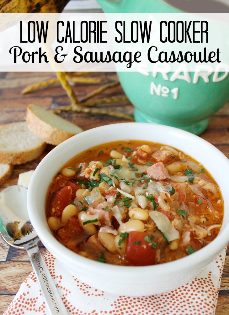 easy Low Calorie pork and sausage cassoulet for the crock pot 