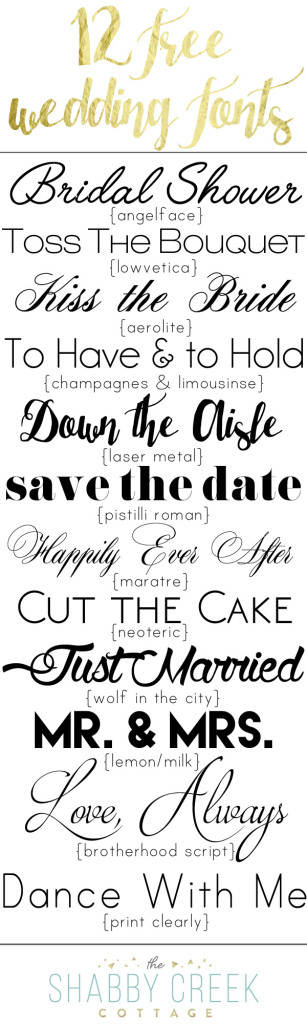 free wedding fonts {personal use only}