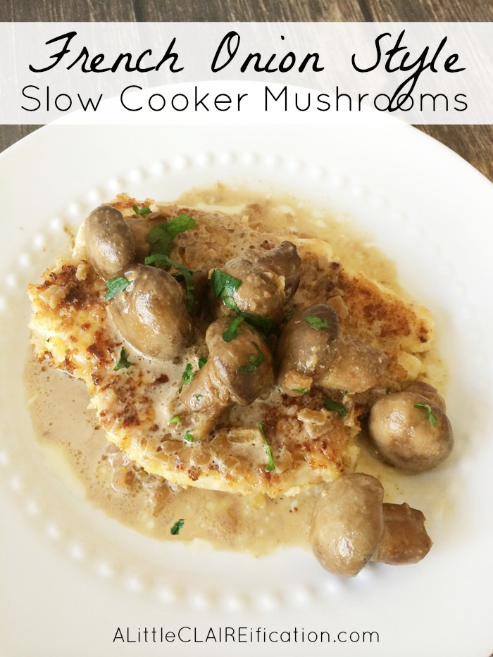 Easy French Onion Style Slow cooker Mushrooms recipe