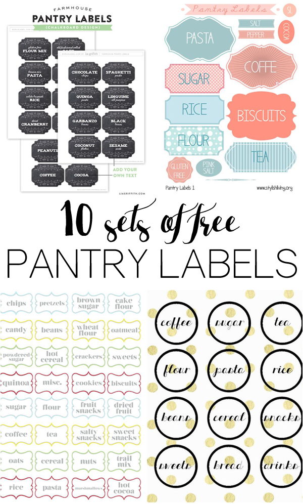 10 different sets of free pantry labels