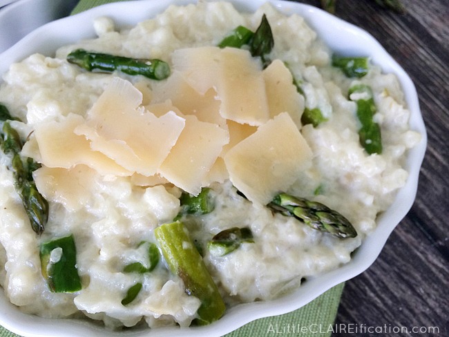 Slow Cooker Asiago and Asparagus Risotto