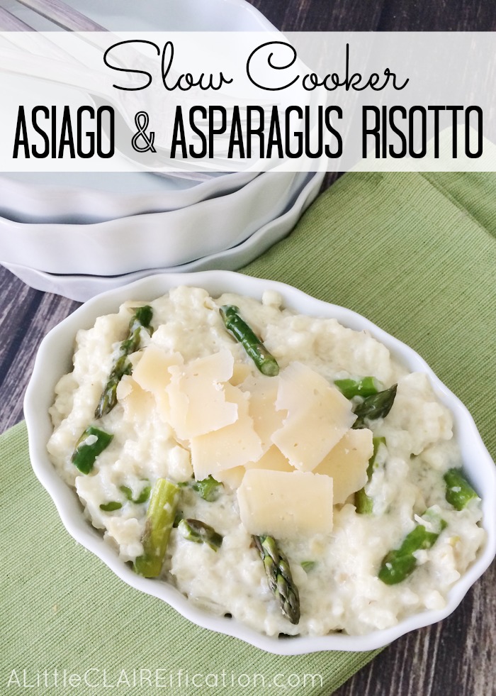 Easy Slow Cooker Asiago and Asparagus Risotto