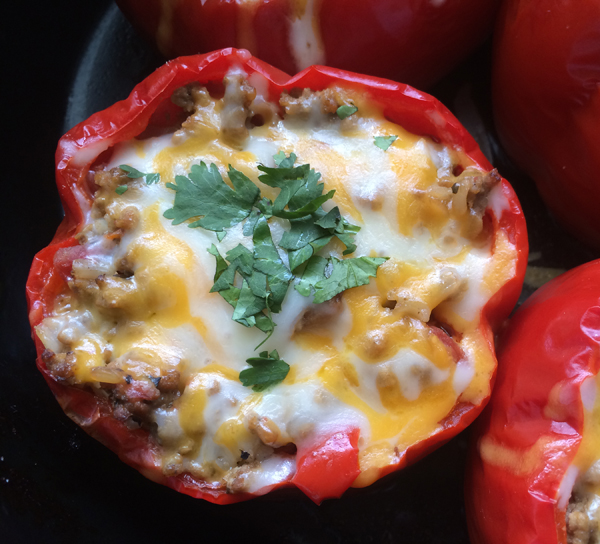 easy Stuffed bell peppers with beef taco mix