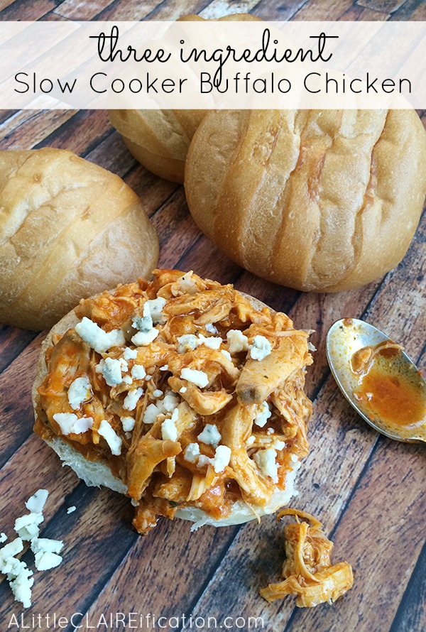 Slow Cooker Buffalo Chicken (only 3 ingredients)
