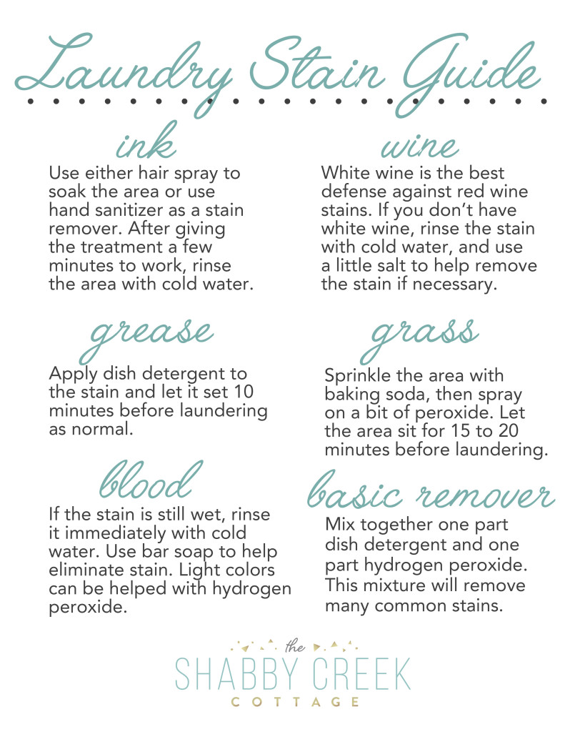 Stain Removal Chart Simple Laundry Organizing Ideas