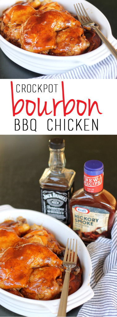 Bourbon BBQ Chicken recipe - a slow cooker recipe that is fall off the bone tender, easy, and finger licking delicious!