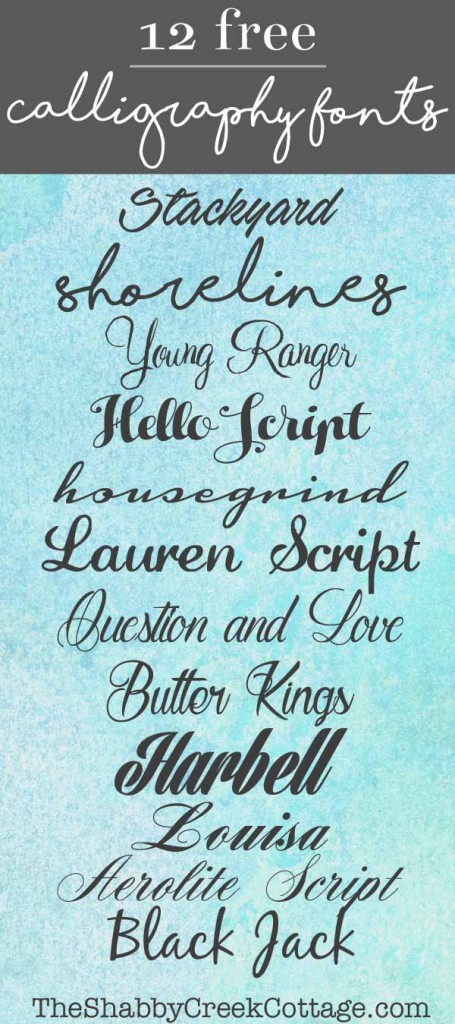 lovely set of free calligraphy fonts - love the more modern fonts in this collection