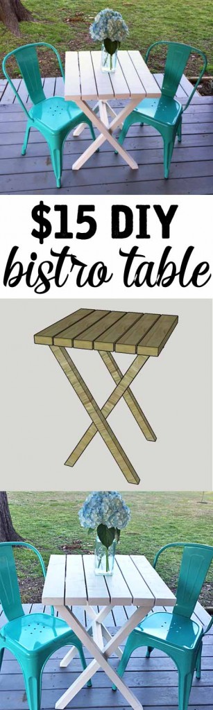 $15 DIY Bistro Table - made from 2x4s. Such an easy project for a beginner - only takes about an hour!