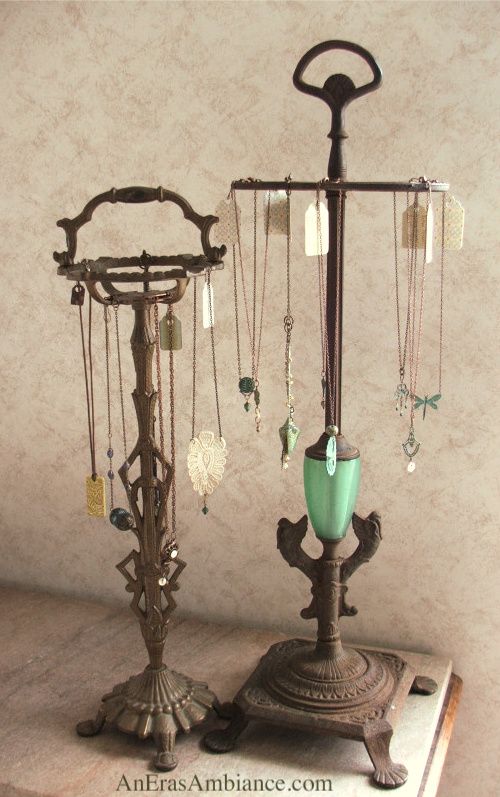 Ideas to repurpose old lamps - turn them into jewelry displays