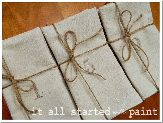 These drop cloth napkins are so cute! Love all these great drop cloth project ideas!