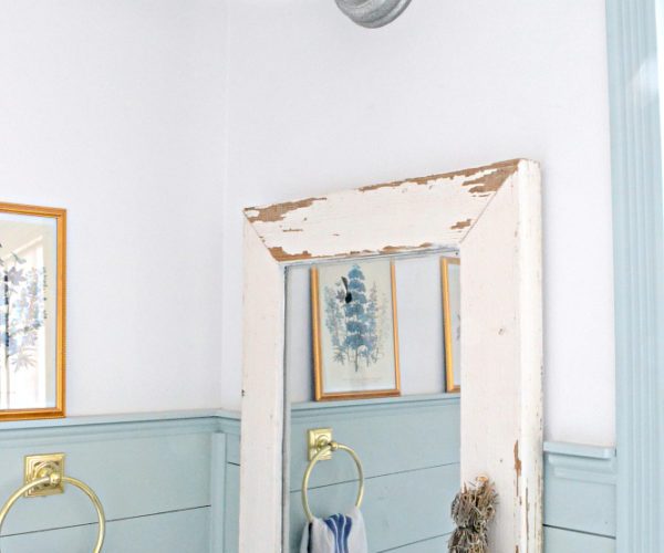 So many great bathroom update ideas - love this mirror made from an old window!