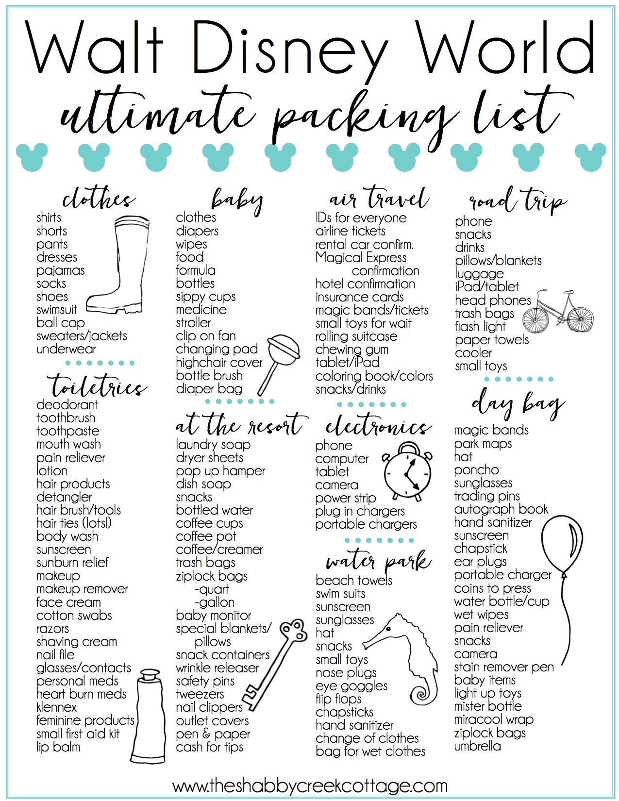 free printable disney packing list updated for 2022 play party plan
