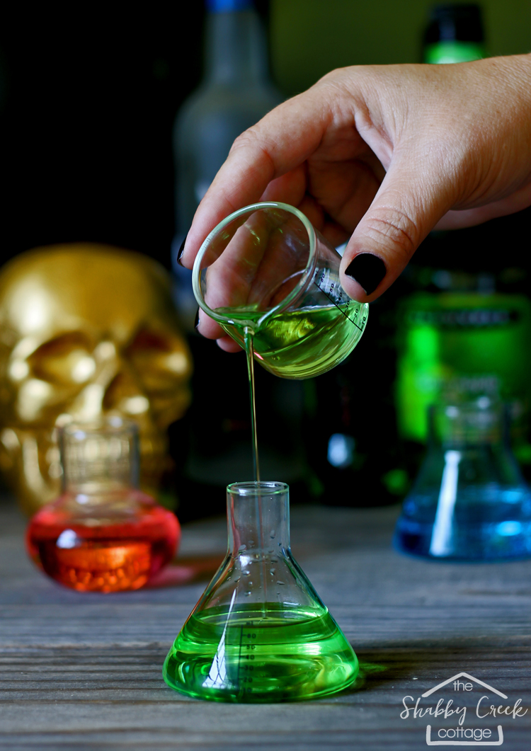 This Halloween cocktail recipe looks so good - and you can make it in different flavors. And I need those beaker shot glasses so I can be all legit when I make the Stumbling Scientist! 