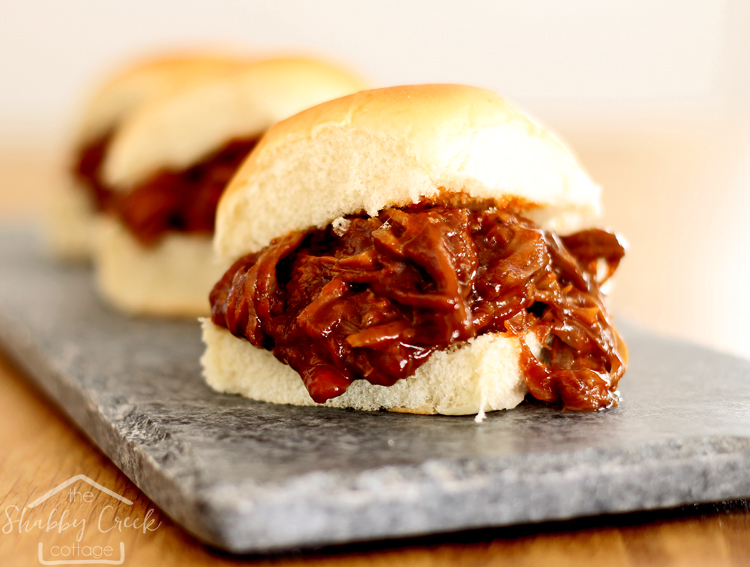 Crock Pot BBQ sliders with homemade BBQ sauce.... these look SO good!