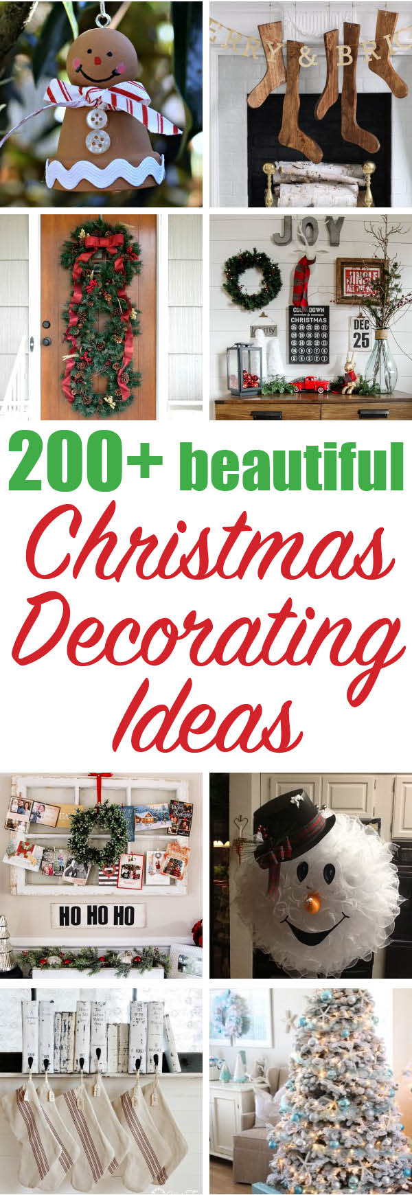 Hundreds of beautiful Christmas Decorating Ideas - some of the BEST Christmas decorating ideas.... and I want to do so many of them. With ornaments and mantels and trees and signs - oh how many great ways to DIY Christmas decorating. I've never seen a lot of these ideas, so the inspiration is endless!