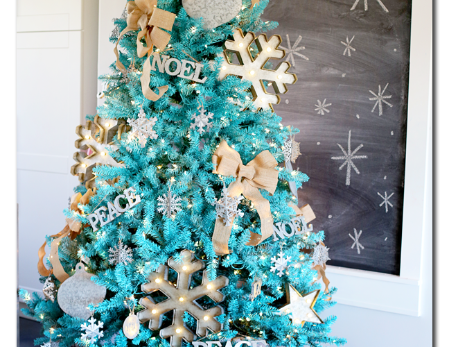 PAINTED Christmas tree - lots of great Christmas tree decorating ideas on this blog.