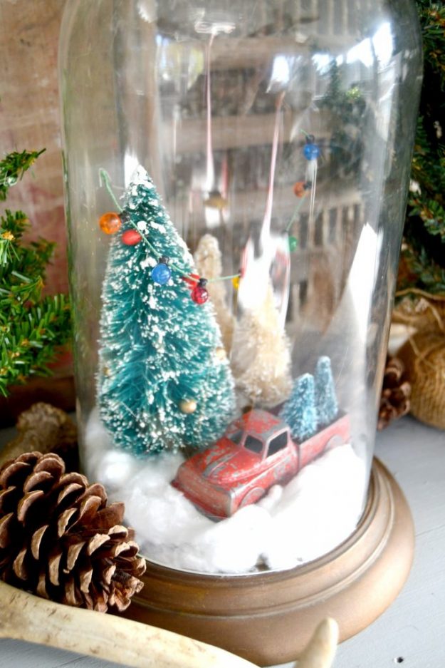 Christmas cloche made from a thrift store clock - love this idea!
