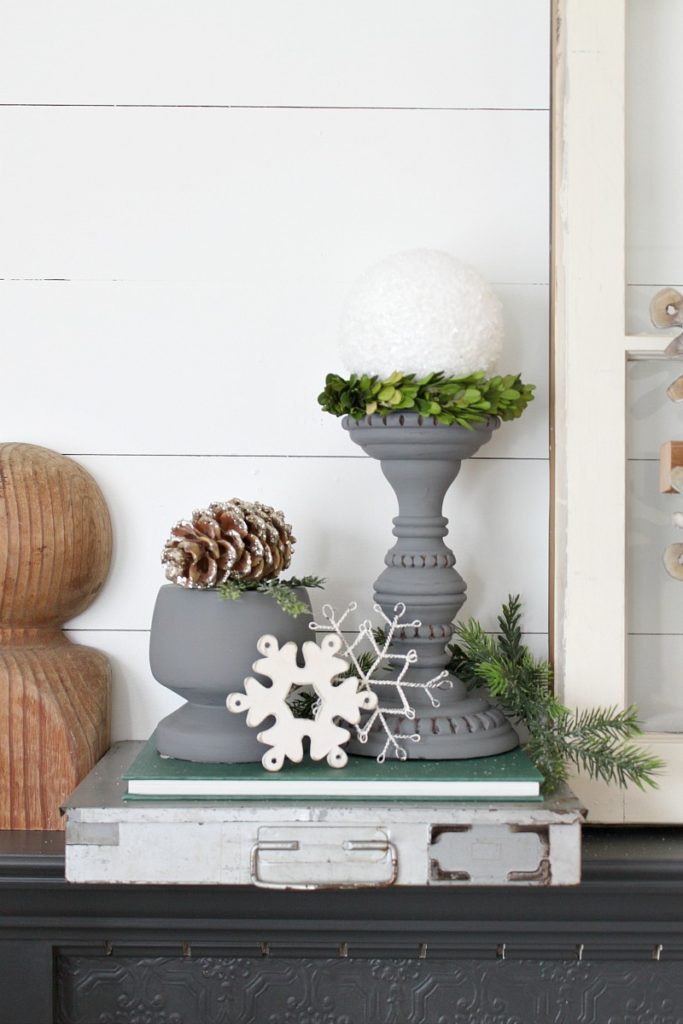 Amazing Winter Themed Thrifted Mantle