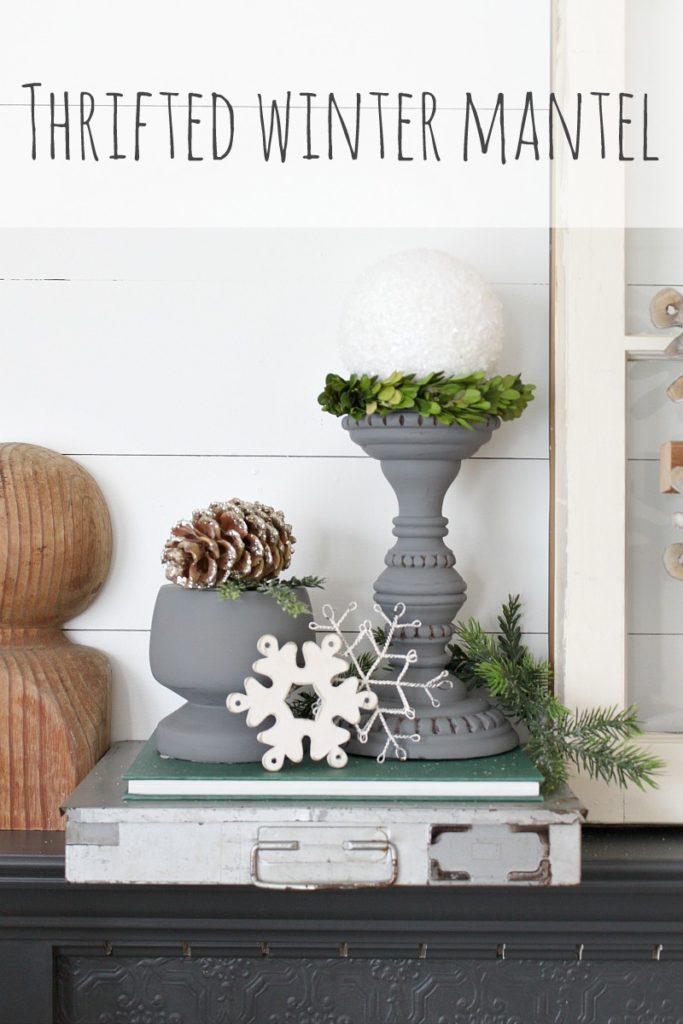 Amazing winter themed thrifted mantle