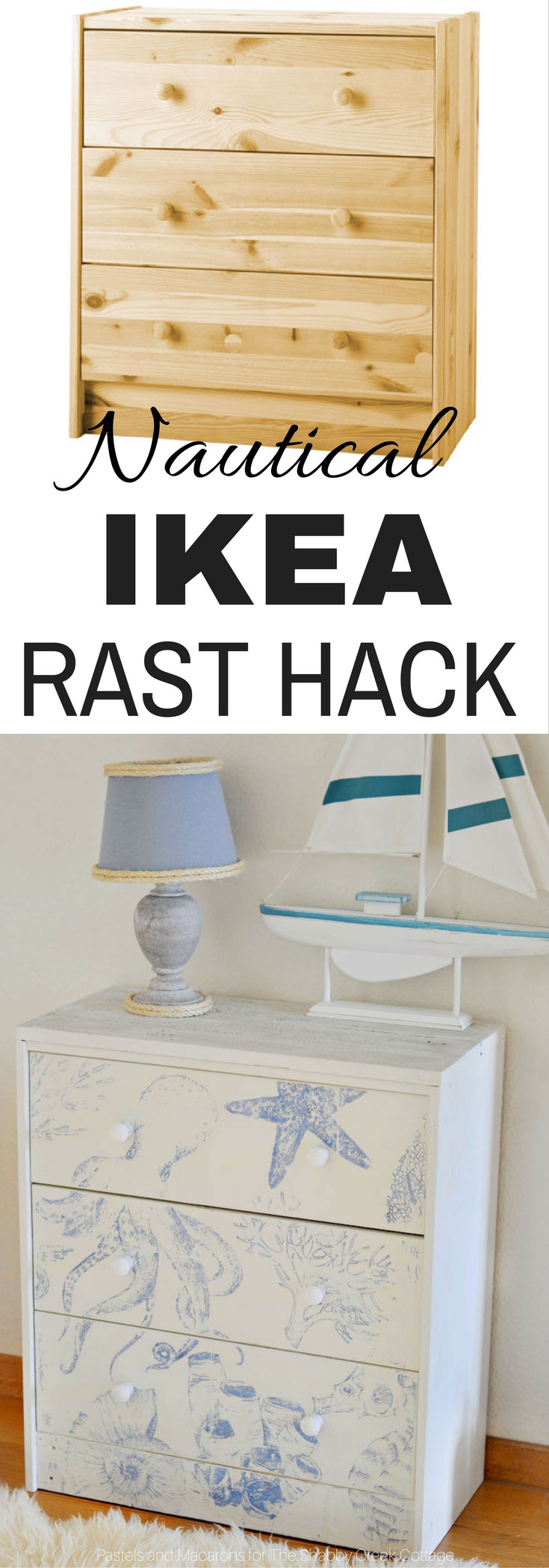 Unique and Beautiful Ikea Rast Hack for a Nautical Themed Bedroom. An easy DIY with big impact.