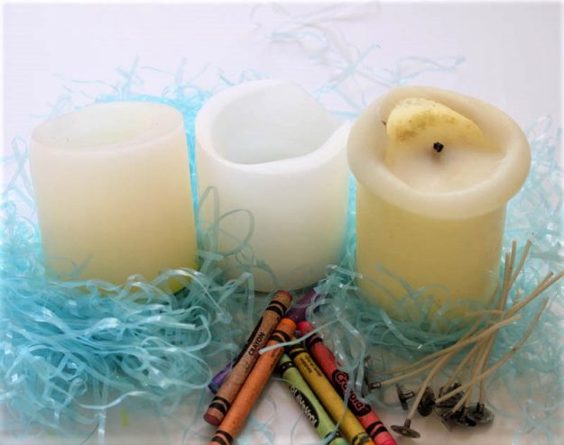 recycled old candles into new crayon candles