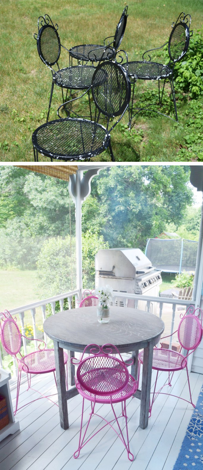 Outdoor furniture makeover using spray paint