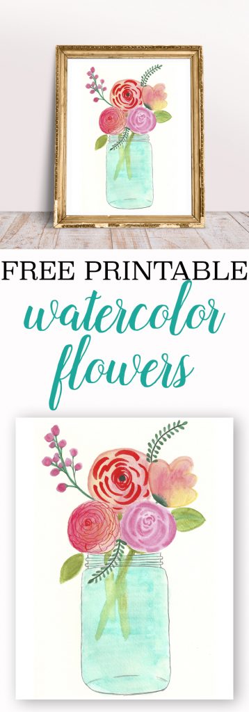 free watercolor printable - flowers in mason jar. 