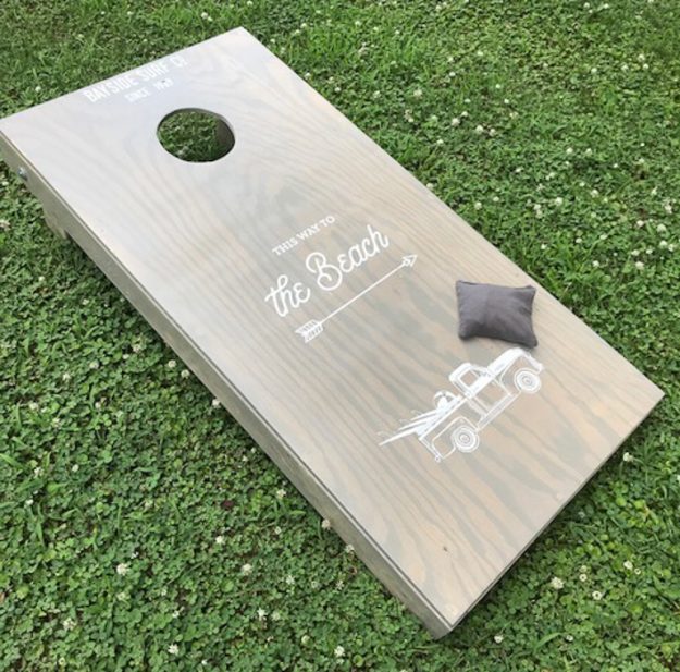 Great easy DIY version of how to make custom cornhole boards - step by step process that walks you through it from beginning to end. Awesome beginner project